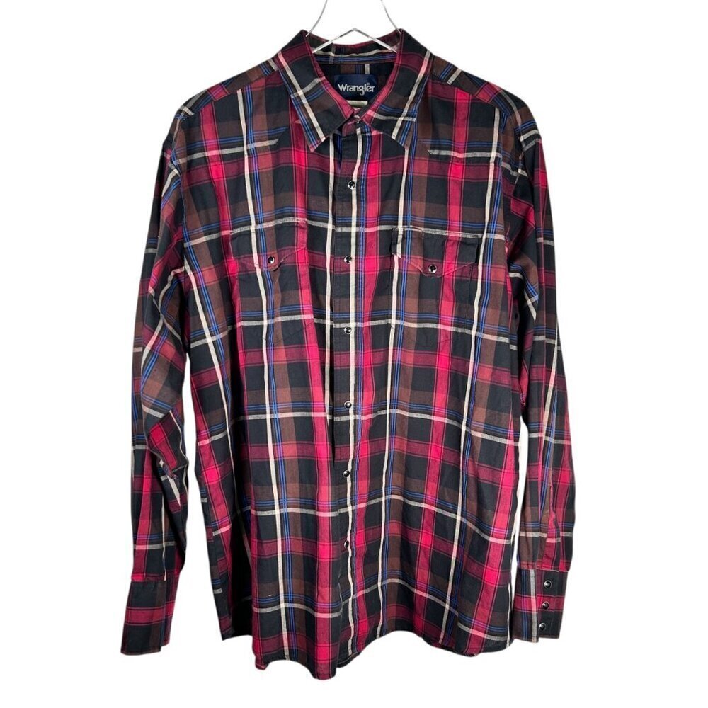Vintage Wrangler XL Plaid Western Shirt Long Sleeve Pearl Snap